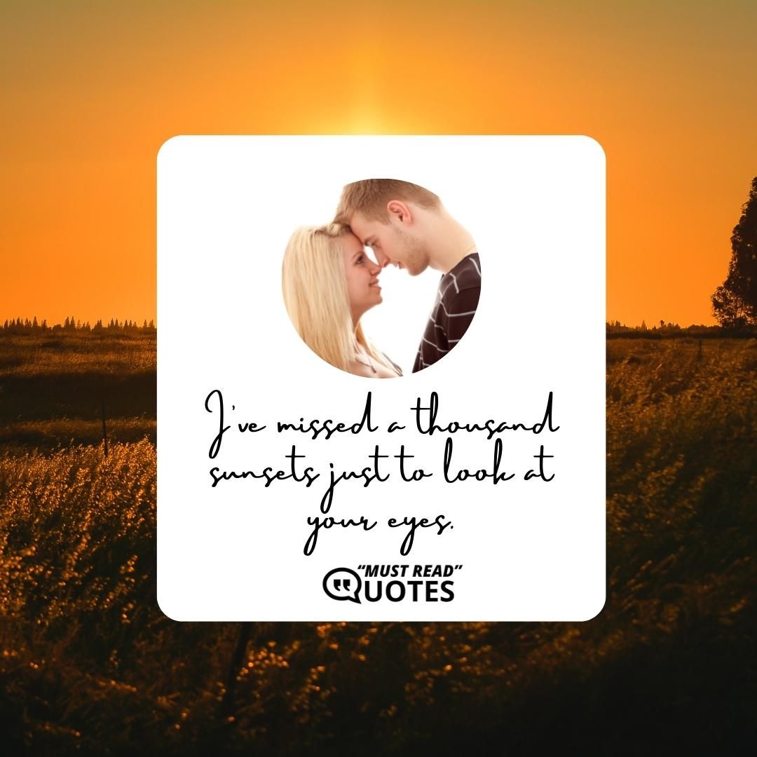 I've missed a thousand sunsets just to look at your eyes.