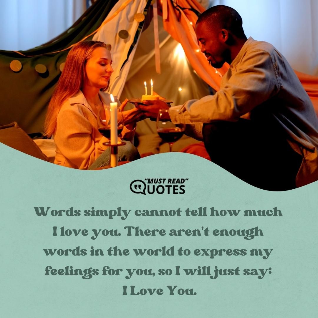 Words simply cannot tell how much I love you. There aren't enough words in the world to express my feelings for you, so I will just say: I Love You.