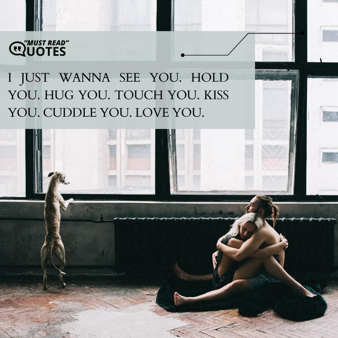 I just wanna see you. Hold you. Hug you. Touch you. Kiss you. Cuddle you. Love you.