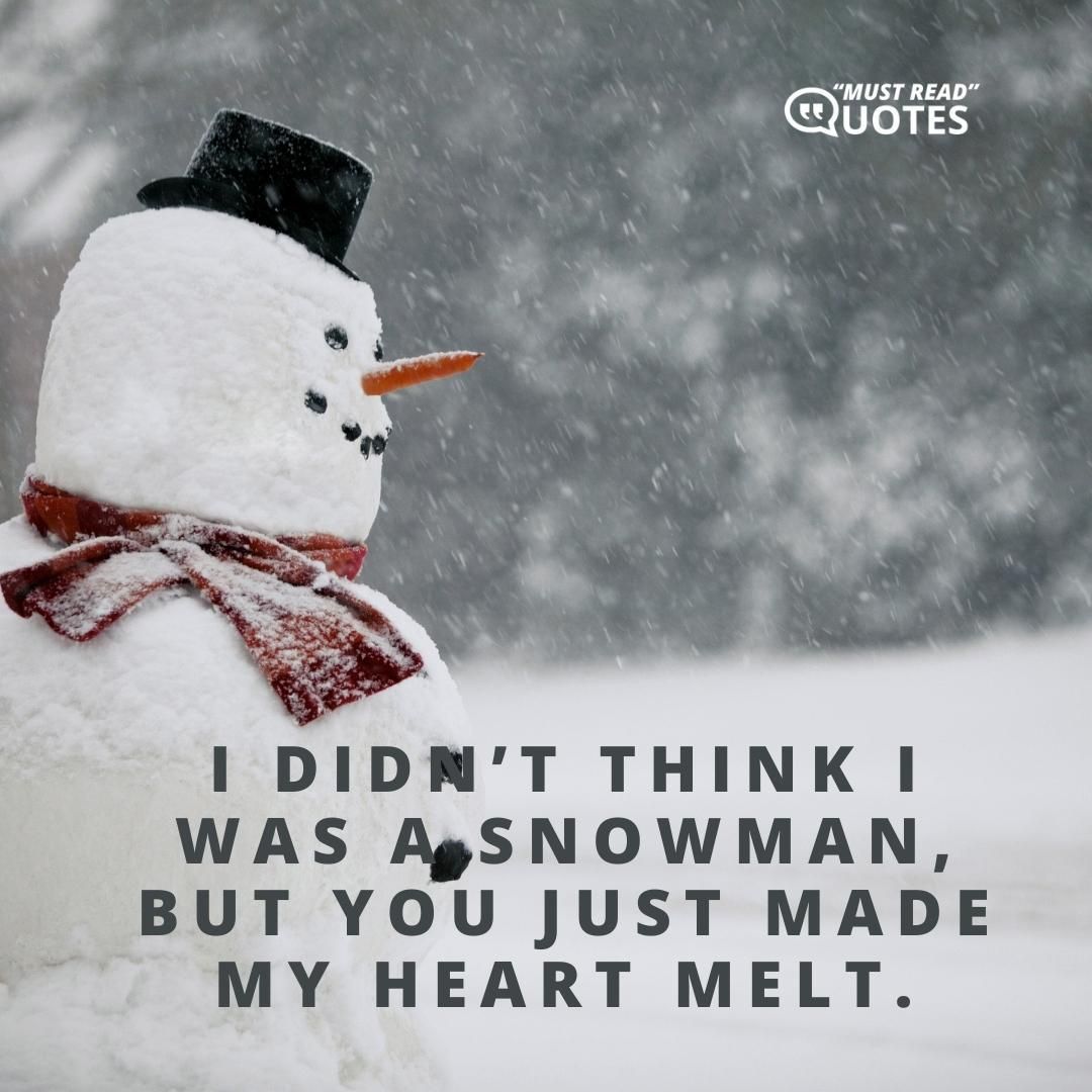 I didn’t think I was a snowman, but you just made my heart melt.