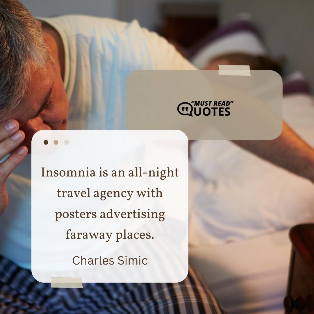 Insomnia is an all-night travel agency with posters advertising faraway places.