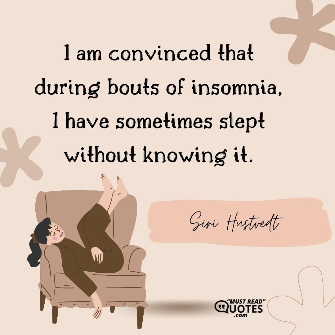 I am convinced that during bouts of insomnia, I have sometimes slept without knowing it.