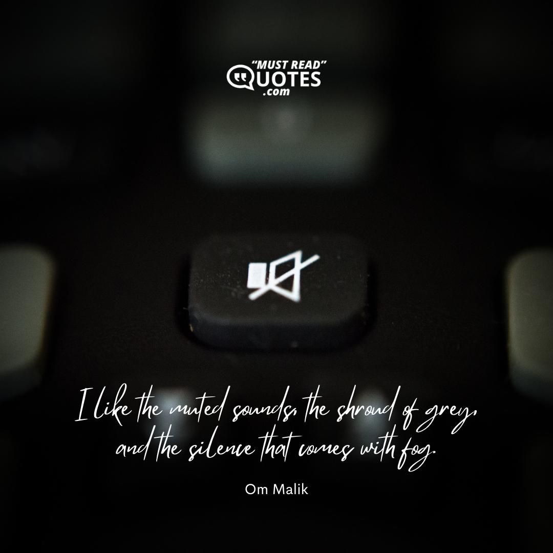 I like the muted sounds, the shroud of grey, and the silence that comes with fog.