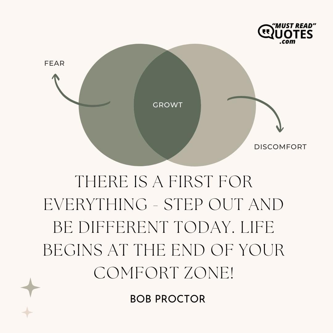 There is a first for everything - Step out and be different today. Life begins at the end of your comfort zone!