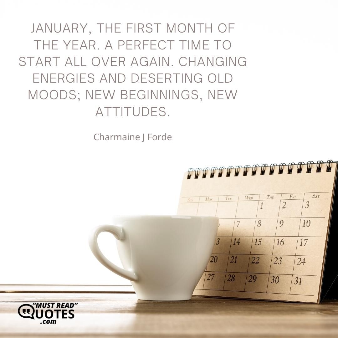 January, The first month of the year. A perfect time to start all over again. Changing energies and deserting old moods; new beginnings, new attitudes.