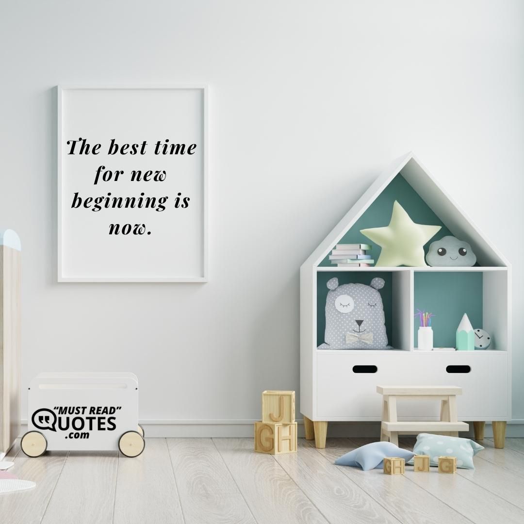 The best time for new beginning is now.
