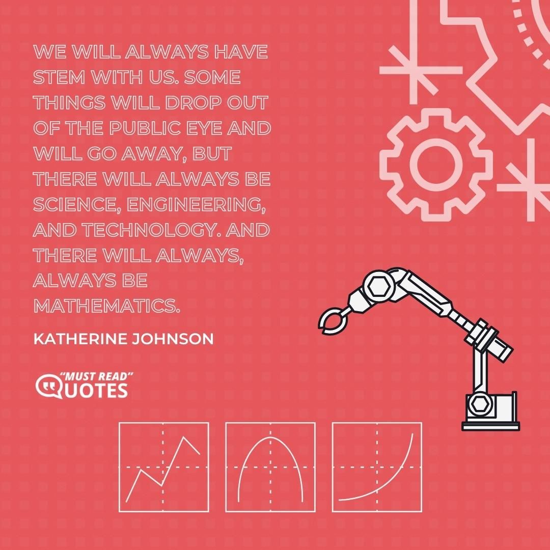 We will always have STEM with us. Some things will drop out of the public eye and will go away, but there will always be science, engineering, and technology. And there will always, always be mathematics.