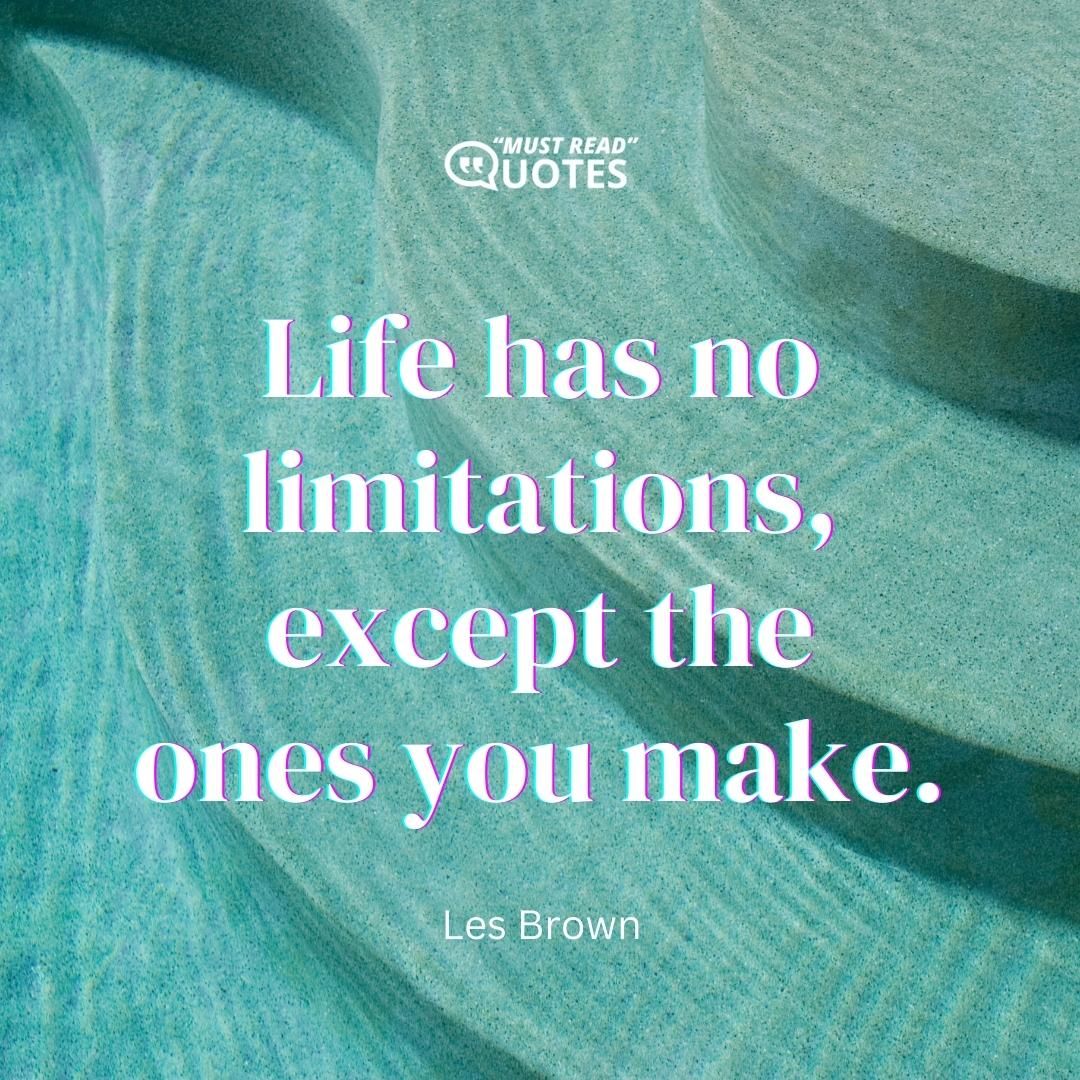 Life has no limitations, except the ones you make.