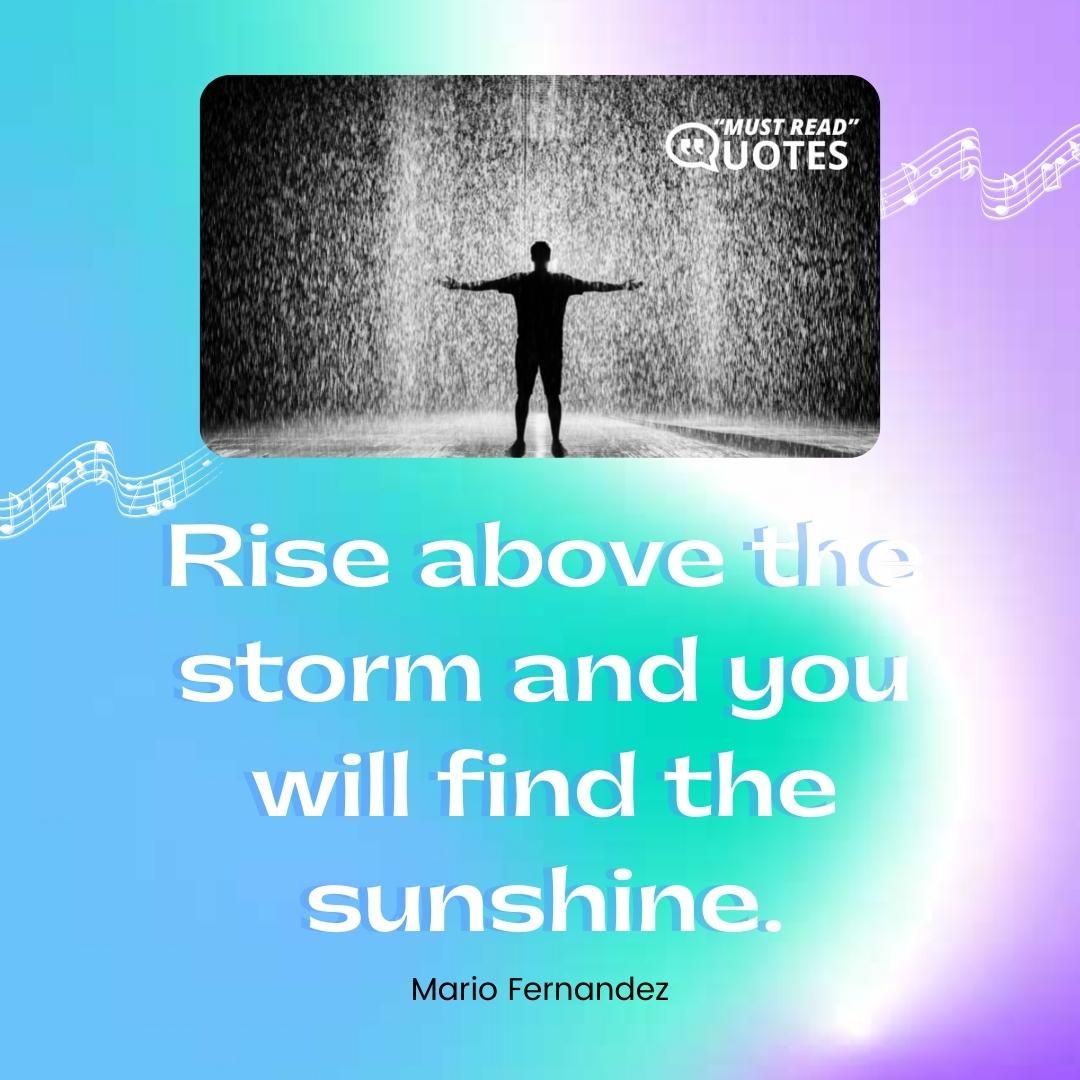 Rise above the storm and you will find the sunshine.
