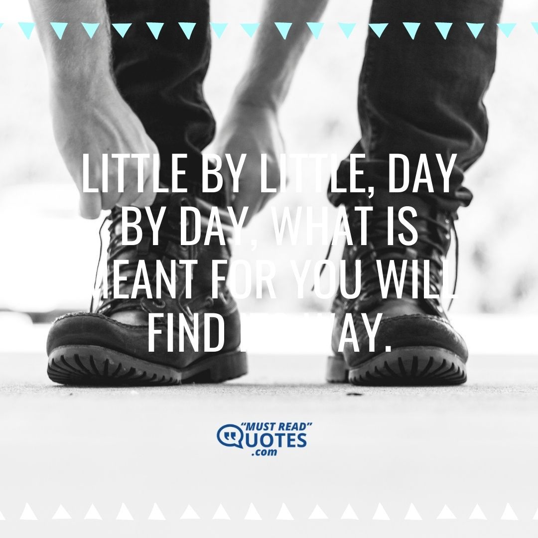 Little by little, day by day, what is meant for you will find its way.