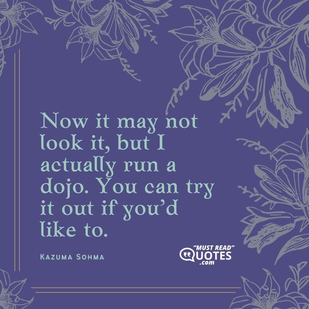 Now it may not look it, but I actually run a dojo. You can try it out if you’d like to.