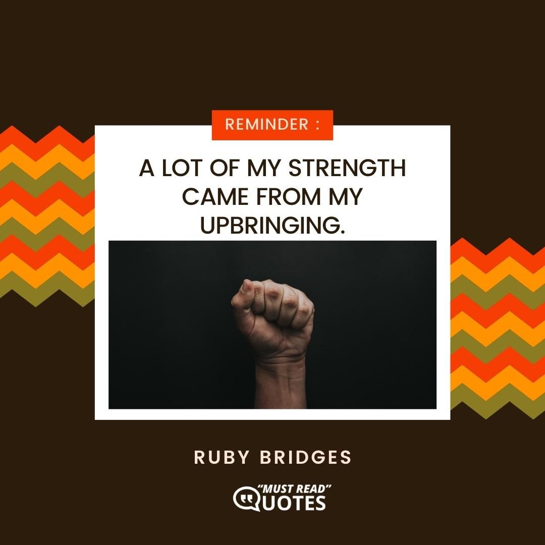 A lot of my strength came from my upbringing.