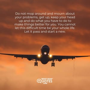 Do not mop around and mourn about your problems, get up, keep your head up and do what you have to do to make things better for you. You cannot let this difficult time be your whole life. Let it pass and start a new.