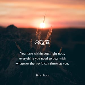 You have within you, right now, everything you need to deal with whatever the world can throw at you.