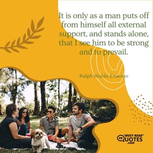 It is only as a man puts off from himself all external support, and stands alone, that I see him to be strong and to prevail.