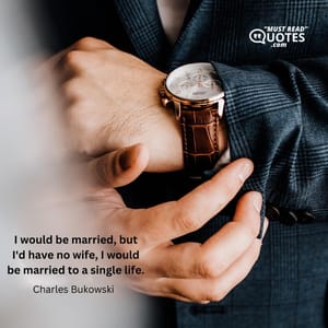 I would be married, but I'd have no wife, I would be married to a single life.