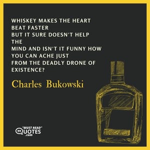 whiskey makes the heart beat faster but it sure doesn't help the mind and isn't it funny how you can ache just from the deadly drone of existence?