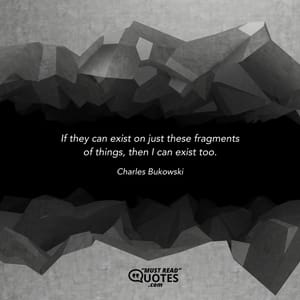 If they can exist on just these fragments of things, then I can exist too.