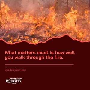 What matters most is how well you walk through the fire.