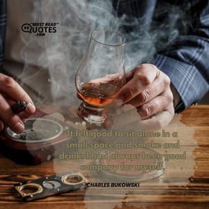 It felt good to sit alone in a small space and smoke and drink. I had always been good company for myself.