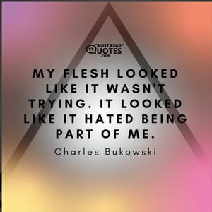 My flesh looked like it wasn't trying. It looked like it hated being part of me.