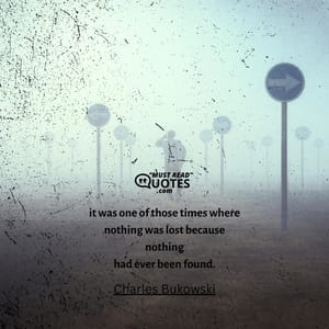 it was one of those times where nothing was lost because nothing had ever been found.