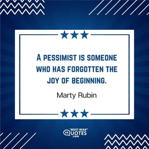 A pessimist is someone who has forgotten the joy of beginning.