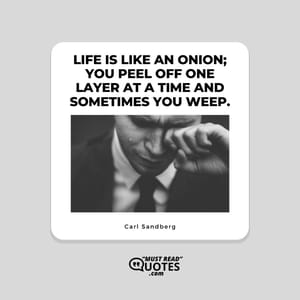 Life is like an onion; you peel off one layer at a time and sometimes you weep.