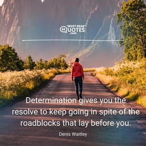 Determination gives you the resolve to keep going in spite of the roadblocks that lay before you.
