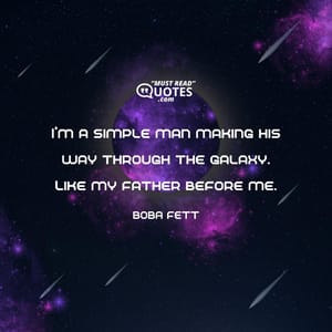 I'm a simple man making his way through the galaxy. Like my father before me.