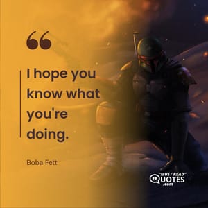 I hope you know what you're doing.
