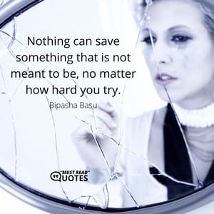 Nothing can save something that is not meant to be, no matter how hard you try.