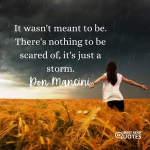 It wasn't meant to be. There's nothing to be scared of, it's just a storm.