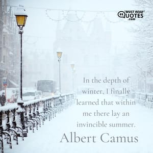 In the depth of winter, I finally learned that within me there lay an invincible summer.