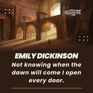 Not knowing when the dawn will come I open every door.