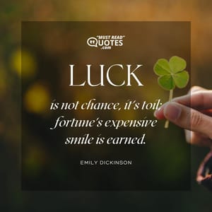 Luck is not chance, it's toil; fortune's expensive smile is earned.