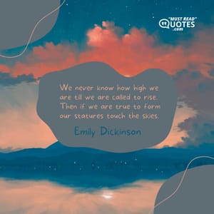 We never know how high we are till we are called to rise. Then if we are true to form our statures touch the skies.