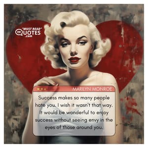 Success makes so many people hate you. I wish it wasn't that way. It would be wonderful to enjoy success without seeing envy in the eyes of those around you.