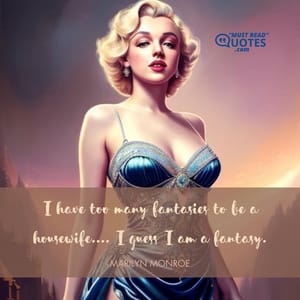 I have too many fantasies to be a housewife.... I guess I am a fantasy.