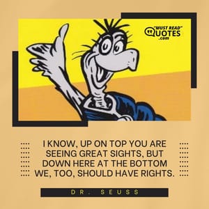 I know, up on top you are seeing great sights, but down here at the bottom we, too, should have rights.