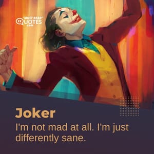 I'm not mad at all. I'm just differently sane.