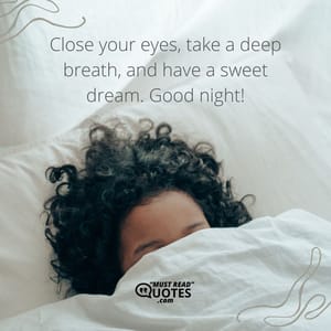 Close your eyes, take a deep breath, and have a sweet dream. Good night!