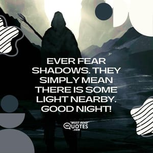 Never fear shadows. They simply mean there is some light nearby. Good Night!