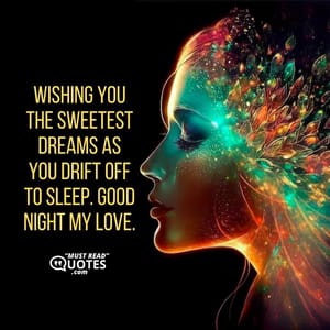 Wishing you the sweetest dreams as you drift off to sleep. Good night my love.