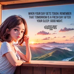When your day gets tough, remember that tomorrow is a fresh day after your sleep. Good night.