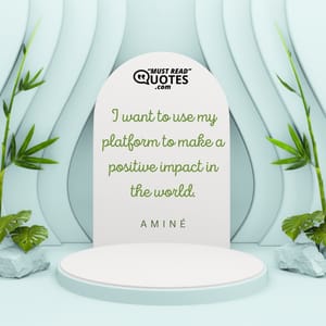 I want to use my platform to make a positive impact in the world.