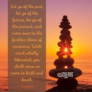 Let go of the past, let go of the future, let go of the present, and cross over to the farther shore of existence. With mind wholly liberated, you shall come no more to birth and death.