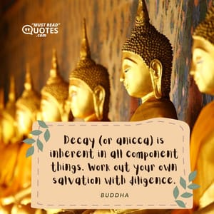 Decay (or anicca) is inherent in all component things. Work out your own salvation with diligence.