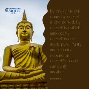 By oneself is evil done; by oneself is one defiled. By oneself is evil left undone; by oneself is one made pure. Purity and impurity depend on oneself; no one can purify another.