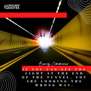 If you can see the light at the end of the tunnel, you are looking the wrong way.